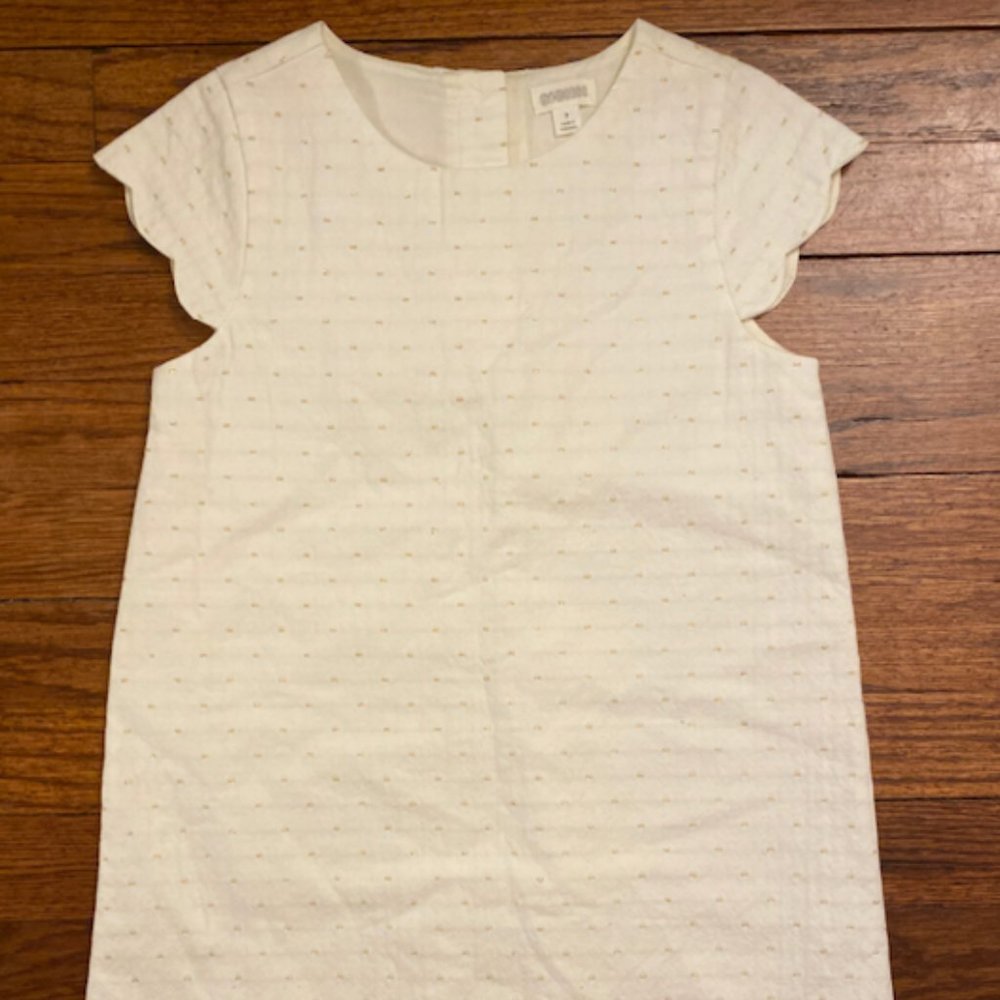 Gymboree Girls Cream & Gold Flecked Dress, Size 12, NWT